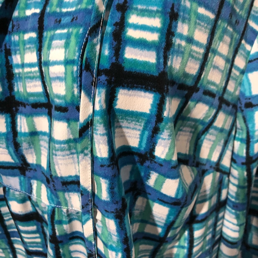 NYDJ Plaid Tie Front Tunic Top - Picture 2 of 9